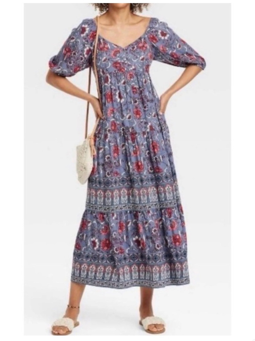 Knox Rose blue floral maxi dress XL